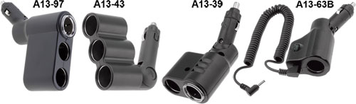 SCI cigarette lighter socket adaptors, A13-63B, A13-39, A13-43, A13-97 |EN|