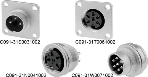 Connecteurs ronds de série C091D - à vis, IP67 - socles, C091-31S0031002, C091-31C0032002 |FR|