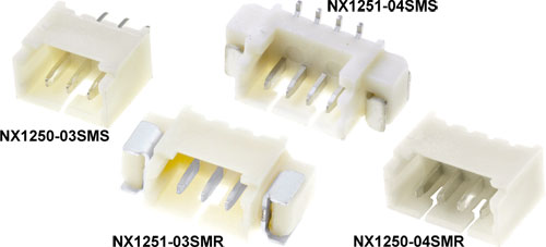 Cable to PCB connector male headers, 1,25mm pitch, NX1250-02SMS, NX1250-03SMS, NX1250-04SMS |EN|