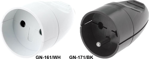 Mains plug, round, PLASTROL, GN-161/BK, GN-161/WH, GN-171/BK, GN-171/WH |EN|