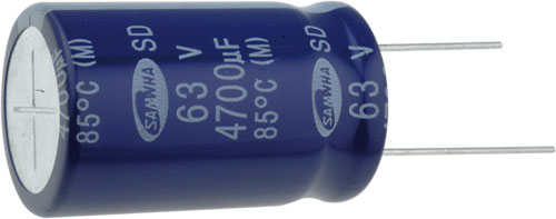 Capacitor: electrolytic; THT; Series: SD; SAMWHA, SD1A477M6L011PC, SD1C107M05011PC |EN|