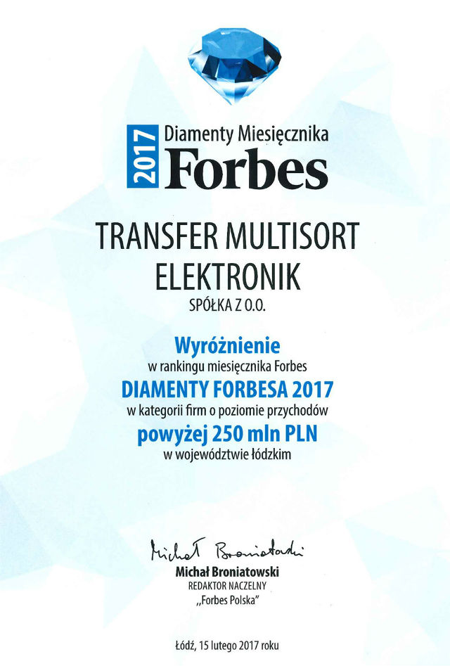Tunnustus TME-le Forbes-i Teemantide pingereas